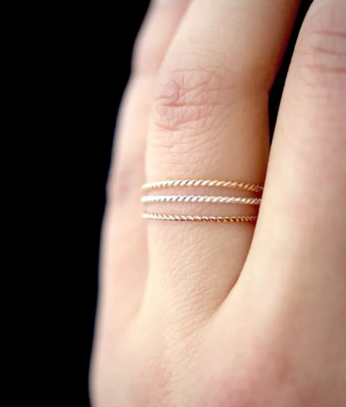 Rings | HANNAH NAOMI Twisted Thin Stacking Ring Gold